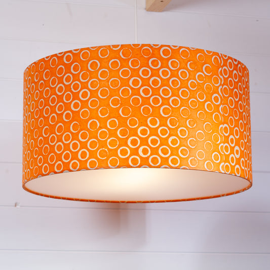 Drum Lamp Shade - P03 - Batik Orange Circles, 50cm(d) x 25cm(h)