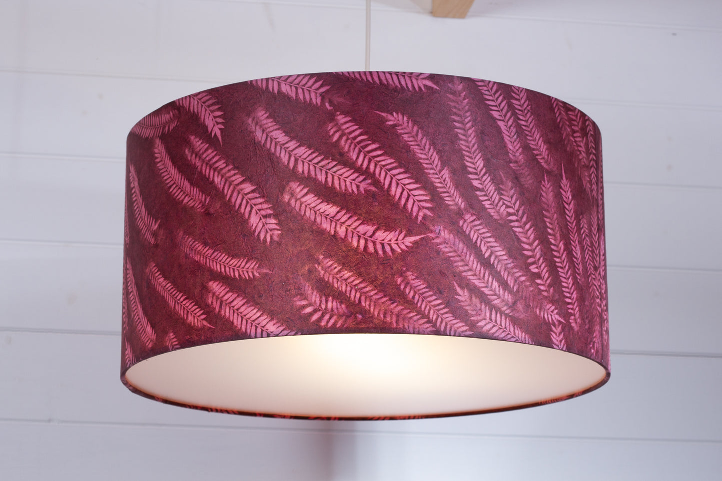 Drum Lamp Shade - P25 - Resistance Dyed Pink Fern, 50cm(d) x 25cm(h)