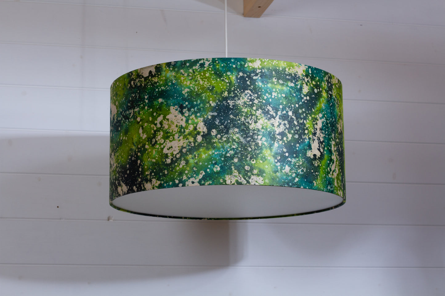 Drum Lamp Shade - B114 ~ Batik Canopy Greens, 50cm(d) x 25cm(h)