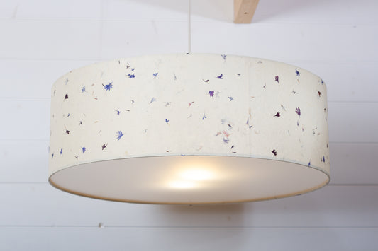 Drum Lamp Shade - P34 - Cornflower Petals on Natural Lokta, 60cm(d) x 20cm(h)