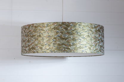 Drum Lamp Shade - W03 - Gold Waves on Greys, 60cm(d) x 20cm(h)