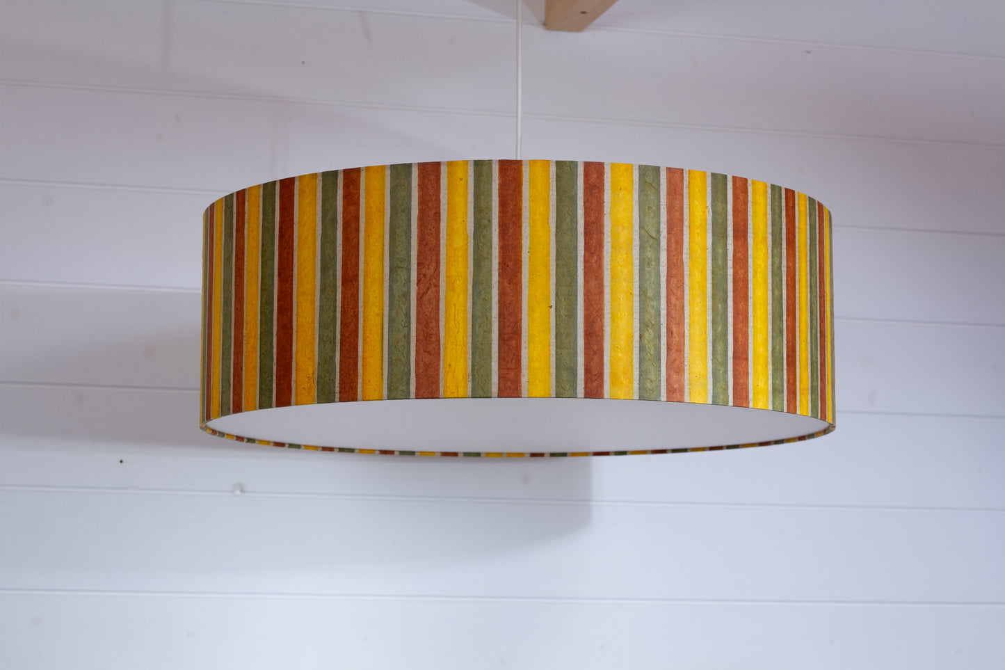 Drum Lamp Shade - P06 - Batik Stripes Autumn, 60cm(d) x 20cm(h)