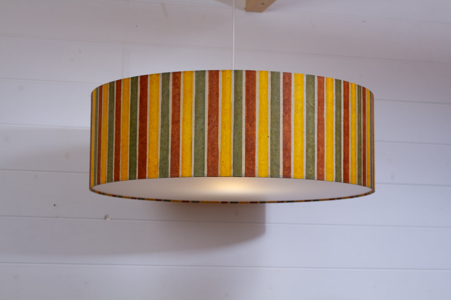 Drum Lamp Shade - P06 - Batik Stripes Autumn, 60cm(d) x 20cm(h)