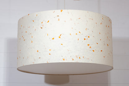 Drum Lamp Shade - P32 - Marigold Petals on Natural Lokta, 60cm(d) x 30cm(h)