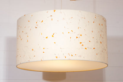 Drum Lamp Shade - P32 - Marigold Petals on Natural Lokta, 60cm(d) x 30cm(h)