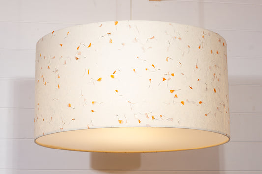 Drum Lamp Shade - P32 - Marigold Petals on Natural Lokta, 60cm(d) x 30cm(h)
