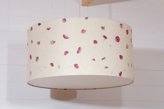 Drum Lamp Shade - P33 - Rose Petals on Natural Lokta, 60cm(d) x 30cm(h)