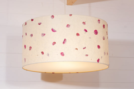 Drum Lamp Shade - P33 - Rose Petals on Natural Lokta, 60cm(d) x 30cm(h)