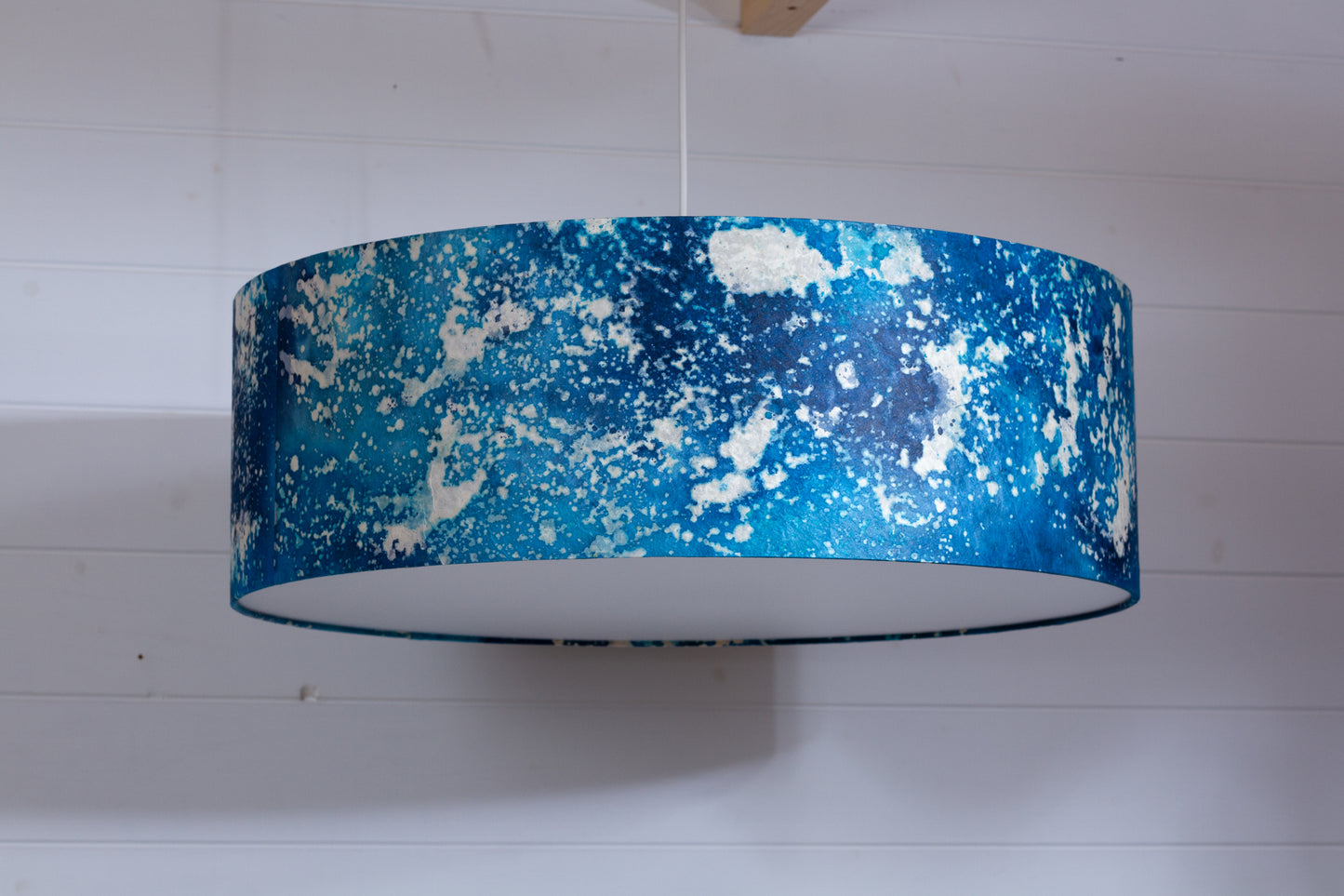 Drum Lamp Shade - B113 ~ Batik Ocean Blues, 60cm(d) x 20cm(h)