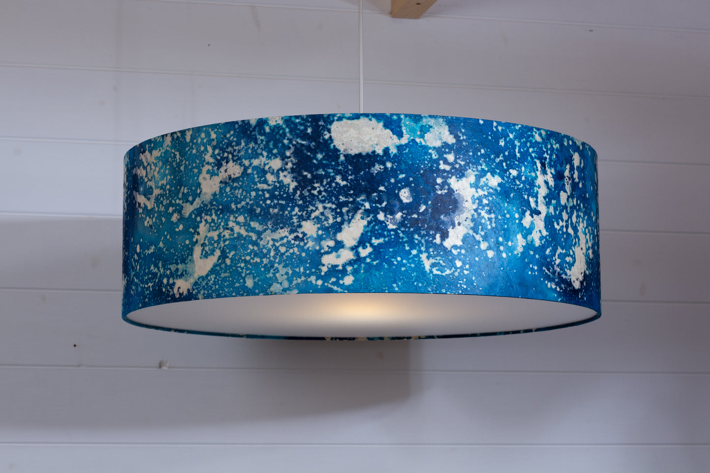 Drum Lamp Shade - B113 ~ Batik Ocean Blues, 60cm(d) x 20cm(h)