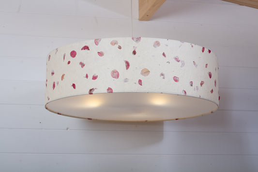 Drum Lamp Shade - P33 - Rose Petals on Natural Lokta, 60cm(d) x 20cm(h)