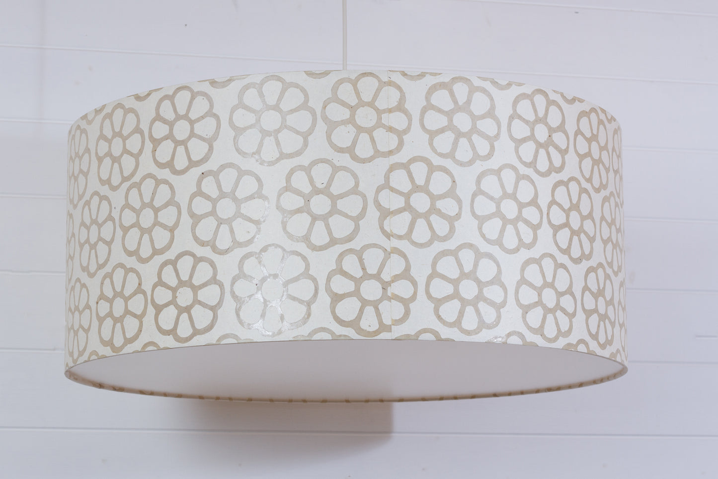 Drum Lamp Shade - P17 - Batik Big Flower on Natural, 70cm(d) x 30cm(h)
