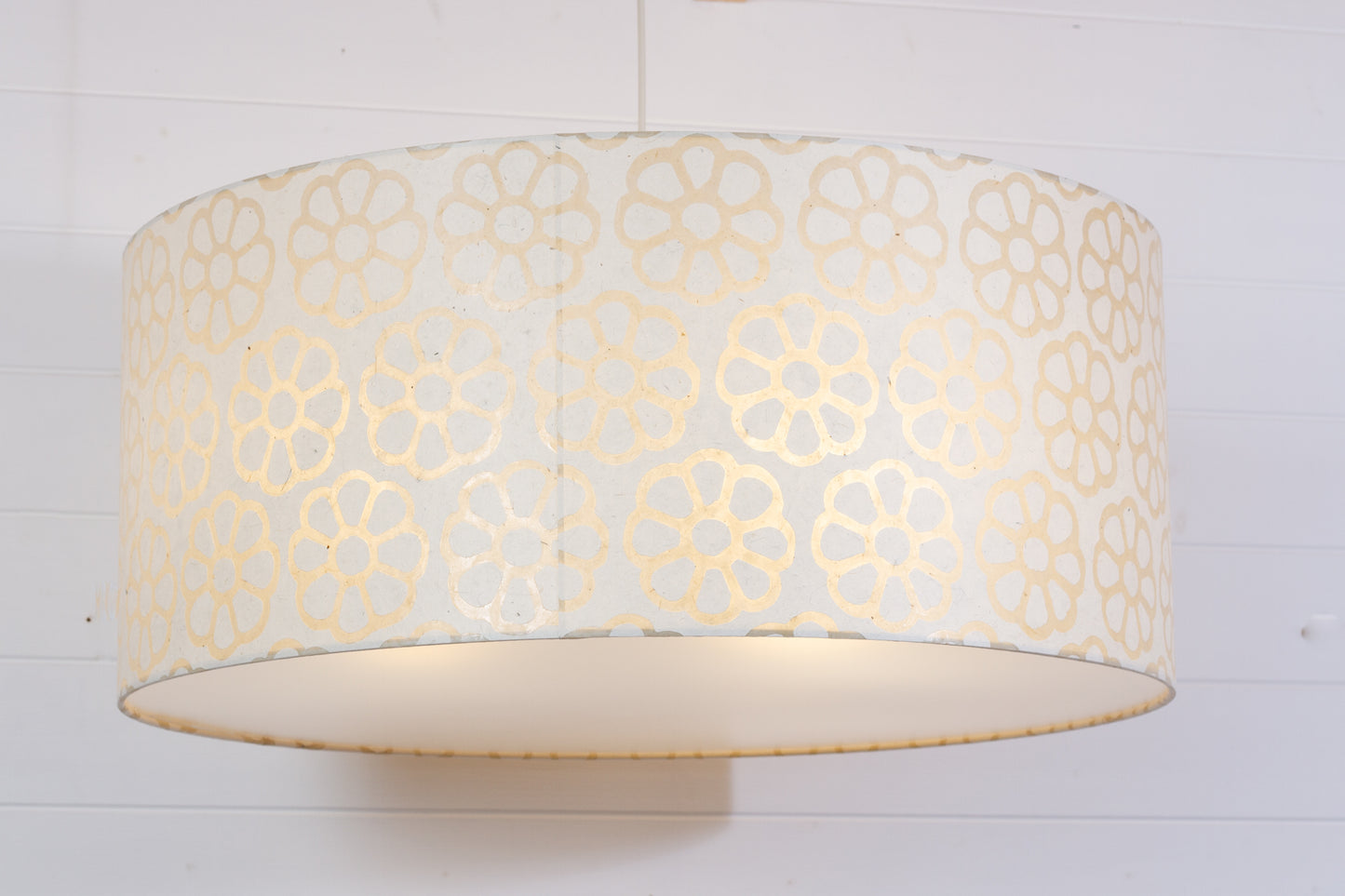 Drum Lamp Shade - P17 - Batik Big Flower on Natural, 70cm(d) x 30cm(h)