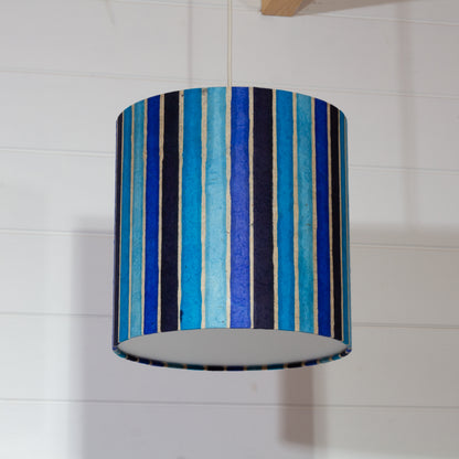 Drum Lamp Shade - P05 - Batik Stripes Blue, 25cm x 25cm
