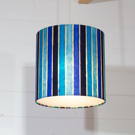 Drum Lamp Shade - P05 - Batik Stripes Blue, 25cm x 25cm