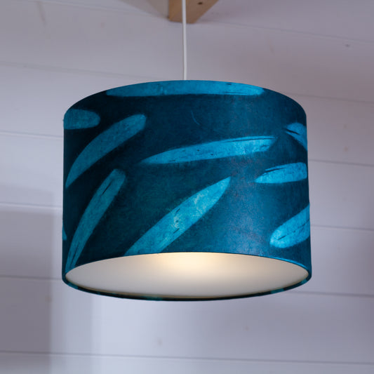 Drum Lamp Shade - P99 - Resistance Dyed Teal Bamboo, 30cm(d) x 20cm(h)