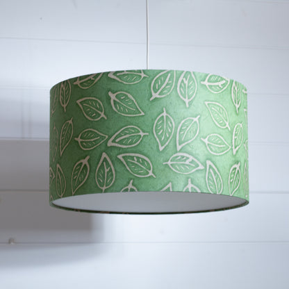 Drum Lamp Shade - P29 - Batik Leaf on Green, 35cm(d) x 20cm(h)