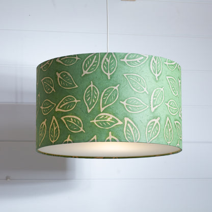 Drum Lamp Shade - P29 - Batik Leaf on Green, 35cm(d) x 20cm(h)