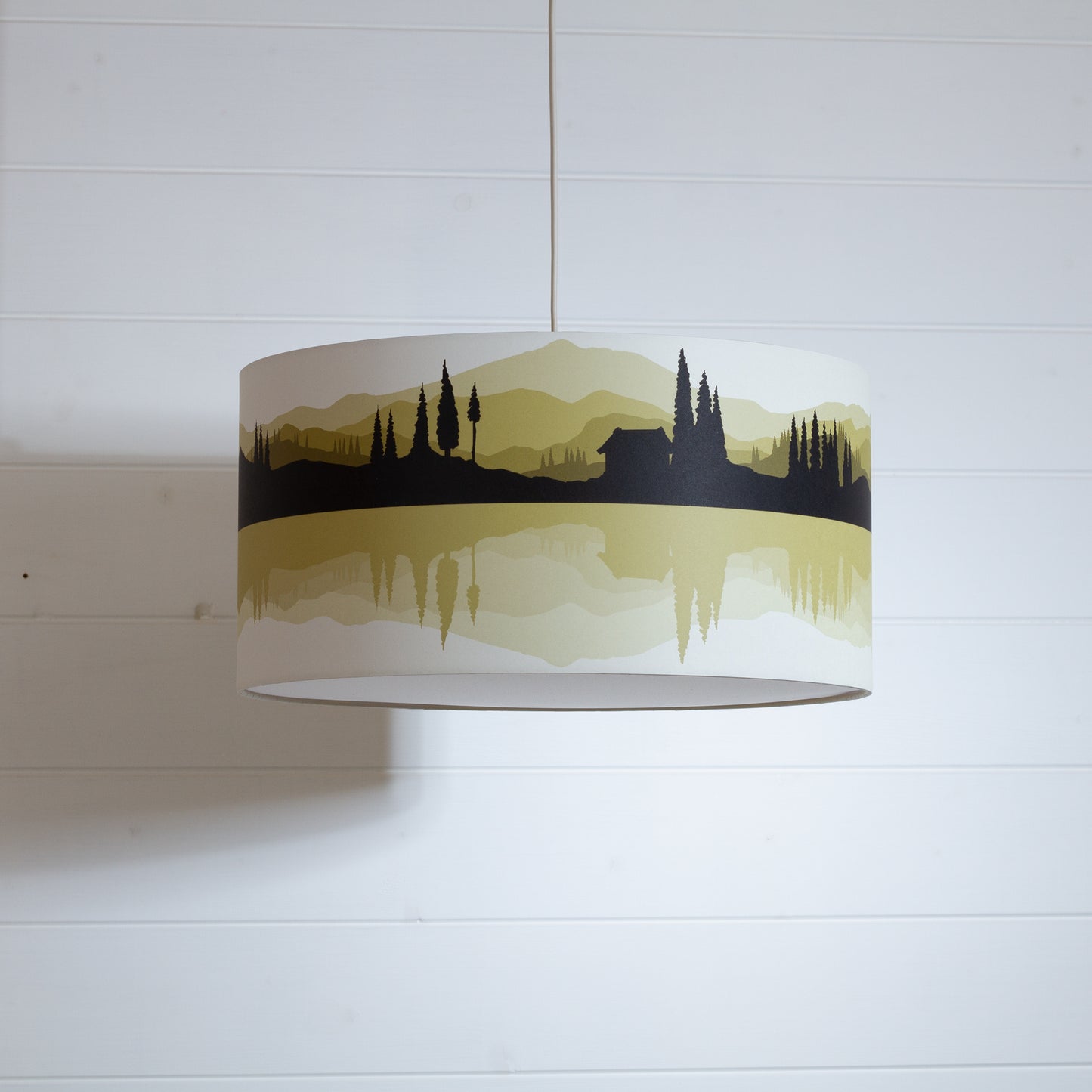 Landscape Reflection Print Drum Lamp Shade 40cm(d) x 20cm(h) - 7 Colour Options