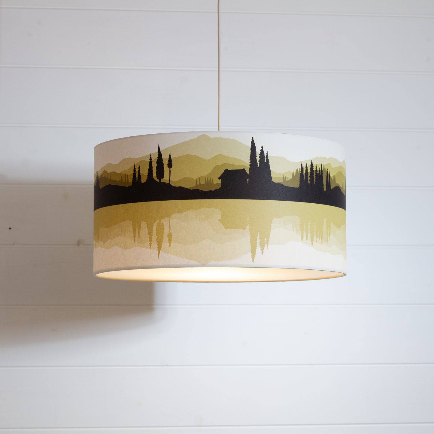 Landscape Reflection Print Drum Lamp Shade 40cm(d) x 20cm(h) - 7 Colour Options