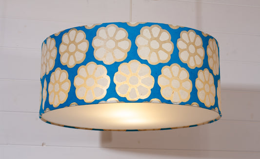 Drum Lamp Shade - P23 - Batik Big Flower on Teal, 50cm(d) x 20cm(h)