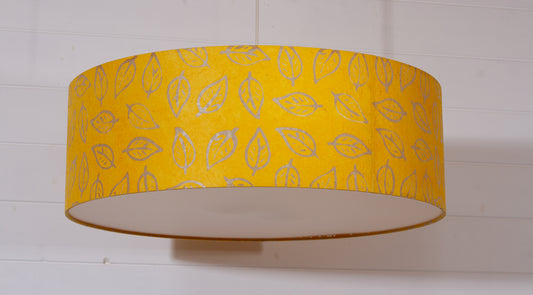 Drum Lamp Shade - B107 ~ Batik Leaf Yellow, 60cm(d) x 20cm(h)
