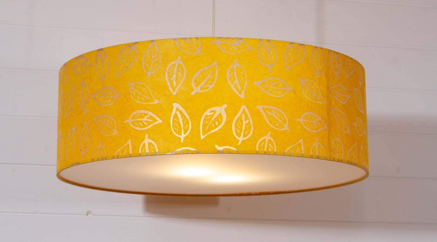Drum Lamp Shade - B107 ~ Batik Leaf Yellow, 60cm(d) x 20cm(h)