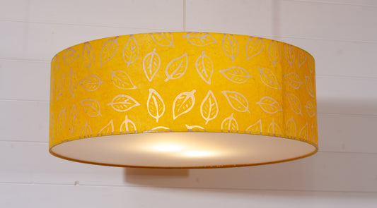Drum Lamp Shade - B107 ~ Batik Leaf Yellow, 60cm(d) x 20cm(h)