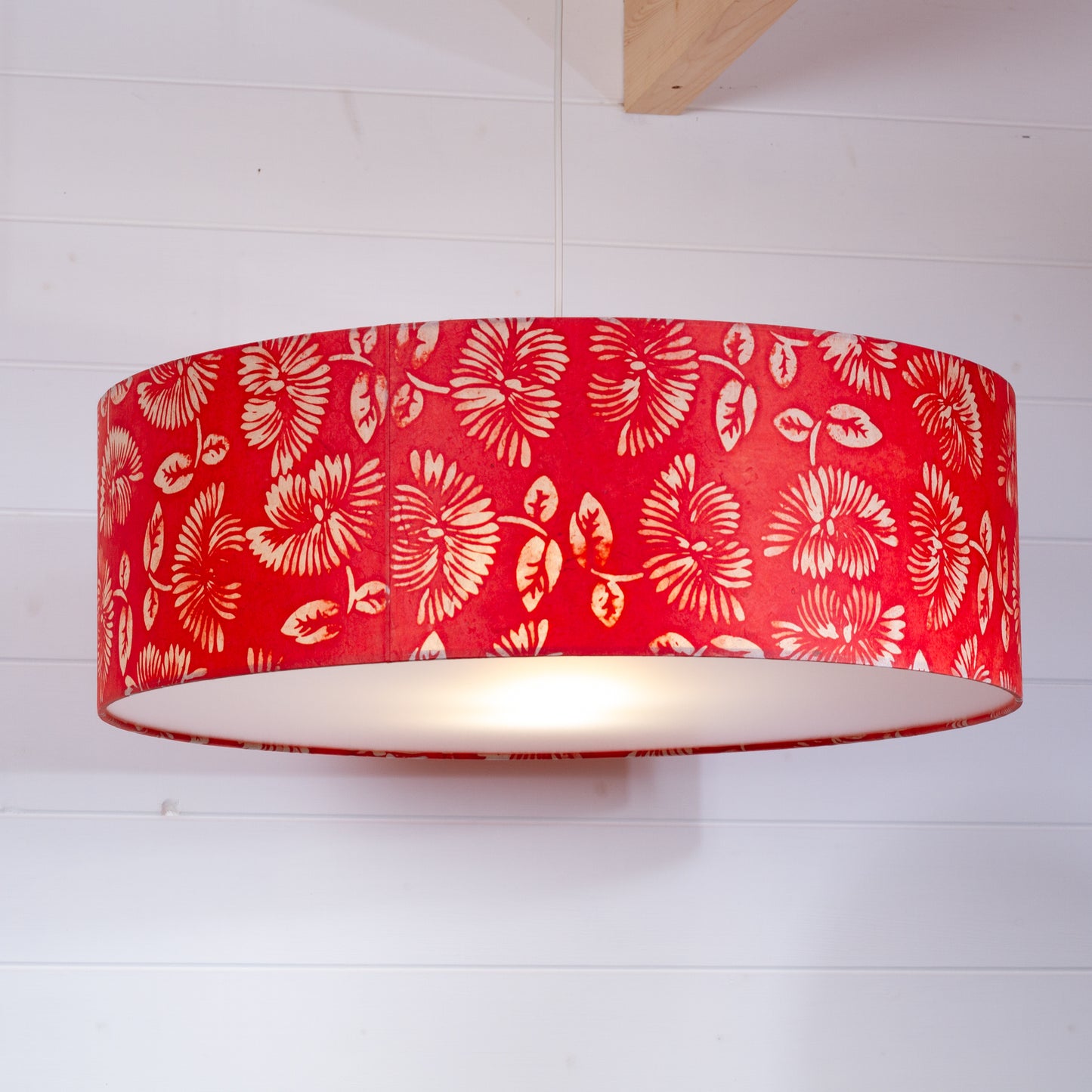 Drum Lamp Shades 60cm(d) x 20cm(h) ~ B118 Batik Peony Red