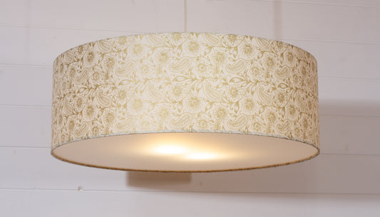 Drum Lamp Shade - P69 - Garden Gold on Natural, 60cm(d) x 20cm(h)