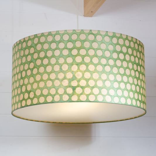 Drum Lamp Shade - P87 ~ Batik Dots on Green, 60cm(d) x 30cm(h)