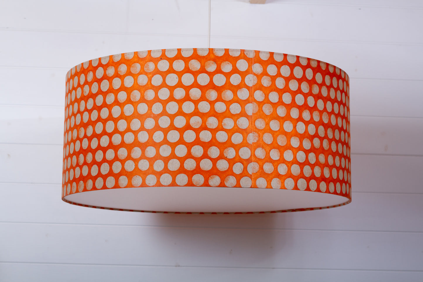 Drum Lamp Shade - B110 ~ Batik Dots on Orange, 70cm(d) x 30cm(h)