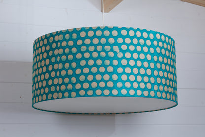Drum Lamp Shade - P97 - Batik Dots on Cyan, 70cm(d) x 30cm(h)