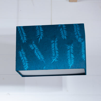 Rectangle Lamp Shade - B106 ~ Resistance Dyed Teal Fern, 30cm(w) x 20cm(h) x 15cm(d)