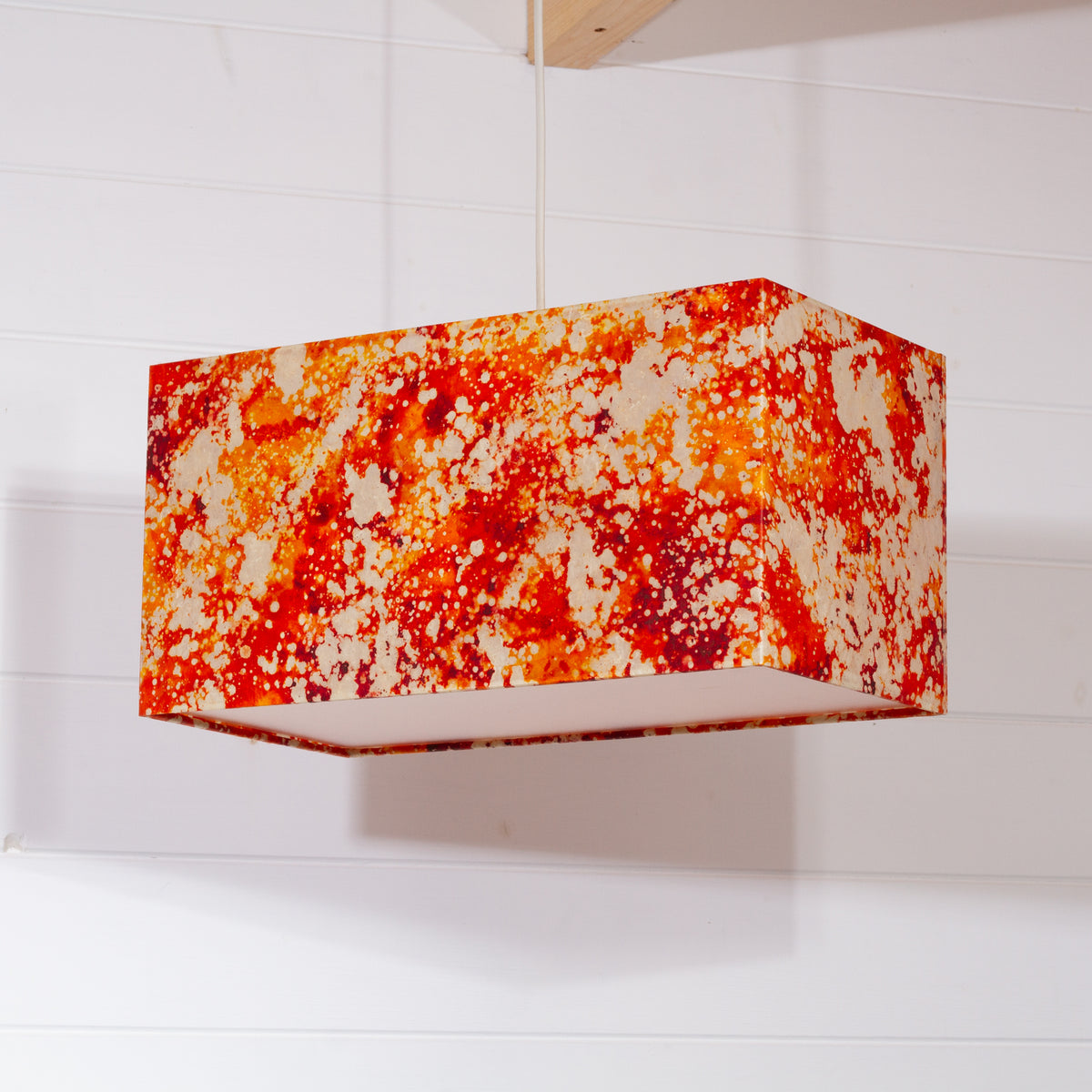 Rectangle Lamp Shade - B112 ~ Batik Lava Red/Orange, 40cm(w) x 20cm(h) x 20cm(d)