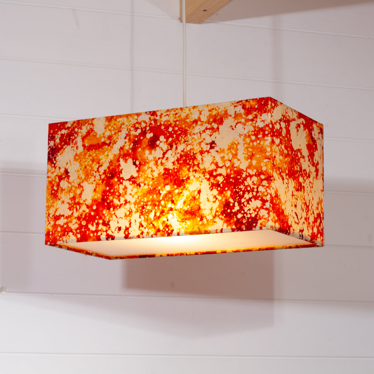 Rectangle Lamp Shade - B112 ~ Batik Lava Red/Orange, 40cm(w) x 20cm(h) x 20cm(d)