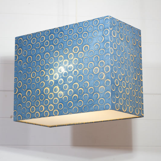 Rectangle Lamp Shade - P72 - Batik Blue Circles, 40cm(w) x 30cm(h) x 20cm(d)