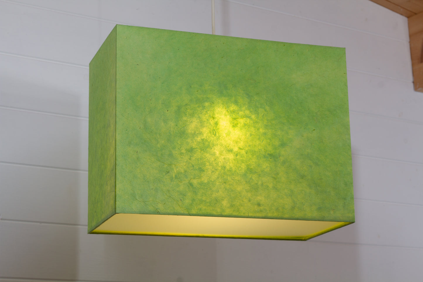 Rectangle Lamp Shade - P61 ~ Lime Green Lokta, 40cm(w) x 30cm(h) x 20cm(d)