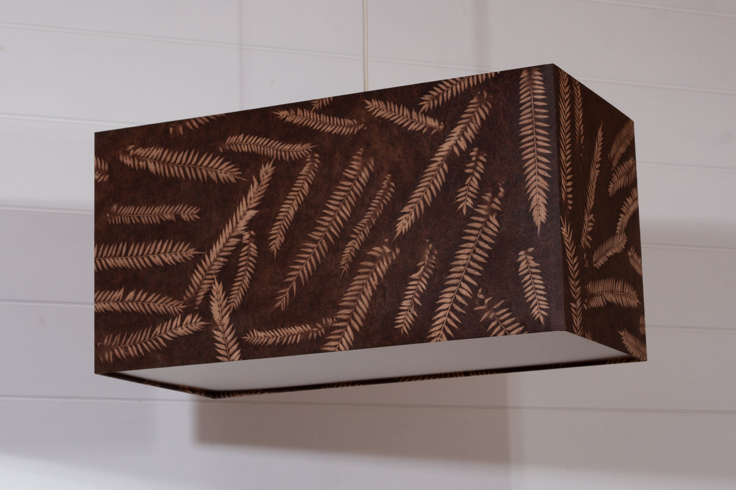 Rectangle Lamp Shade - P26 - Resistance Dyed Brown Fern, 50cm(w) x 25cm(h) x 25cm(d)