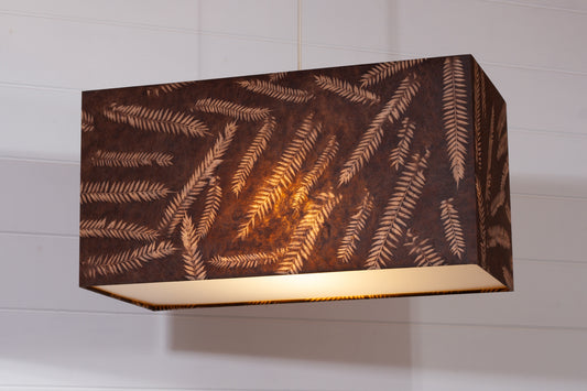 Rectangle Lamp Shade - P26 - Resistance Dyed Brown Fern, 50cm(w) x 25cm(h) x 25cm(d)