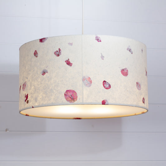 Drum Lamp Shade - P33 - Rose Petals on Natural Lokta, 40cm(d) x 20cm(h)