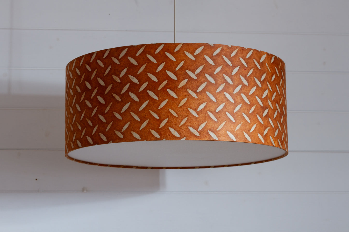 Drum Lamp Shade - P12 - Batik Tread Plate Brown, 50cm(d) x 25cm(h)