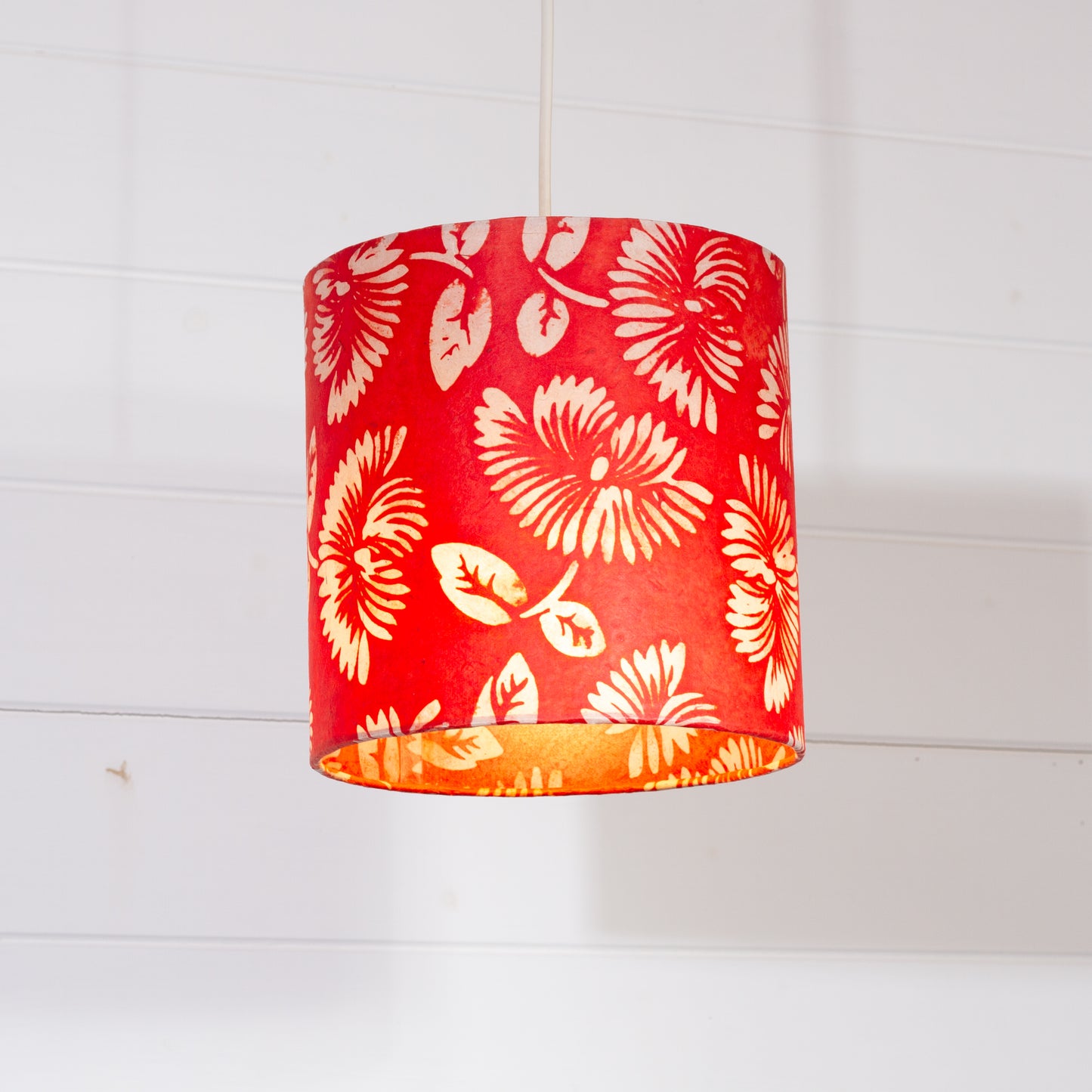 Drum Lamp Shades 20cm(d) x 20cm(h)  B118 ~ Batik Peony Red