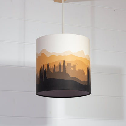 Forest Landscape Print Drum Lamp Shade 20cm(d) x 20cm(h) Orange