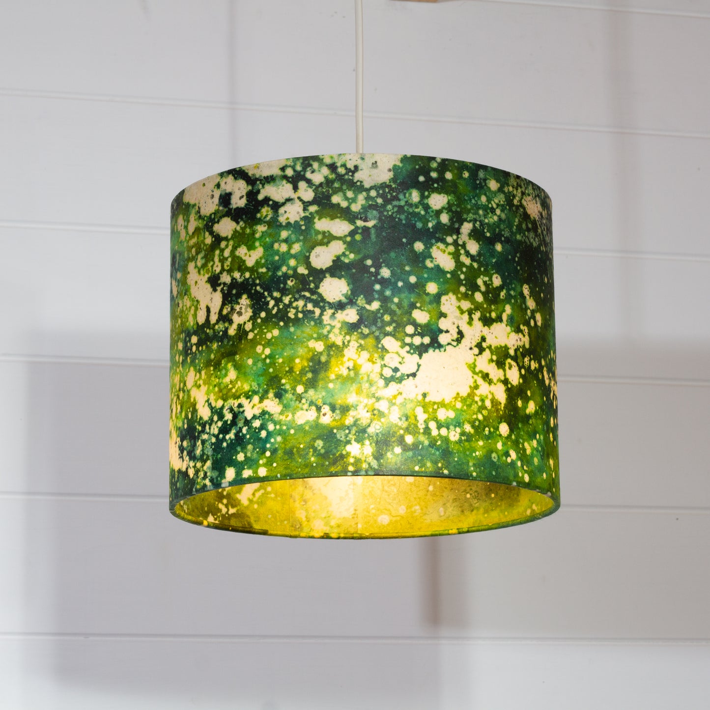 Drum Lamp Shade - B114 ~ Batik Canopy Greens, 25cm x 20cm