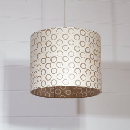 Drum Lamp Shade - P74 - Batik Natural Circles, 25cm x 20cm