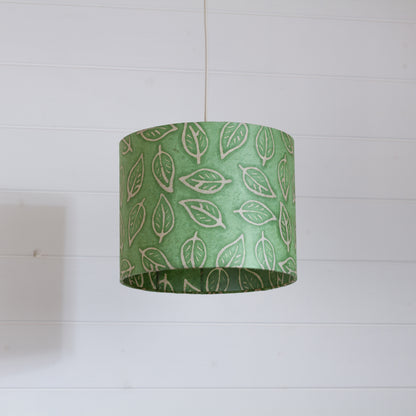 Drum Lamp Shade - P29 ~ Batik Leaf on Green, 25cm x 20cm