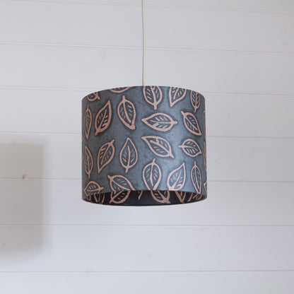 Drum Lamp Shade - B124 ~ Batik Leaf Grey, 25cm x 20cm
