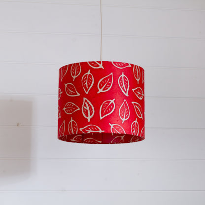 Drum Lamp Shade - P30 - Batik Leaf on Red, 25cm x 20cm