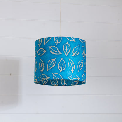 Drum Lamp Shade - B125 ~ Batik Leaf Teal, 25cm x 20cm